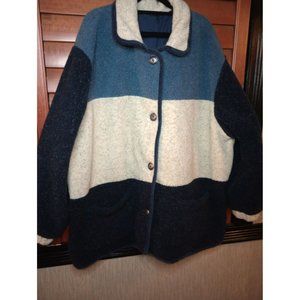 Vintage Carlo Briani  color block Sherpa Teddy blue cream women's 2xlt